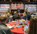 Valero Veterans attend the Veterans Day 2022 Breakfast and listen to prepared remarks.